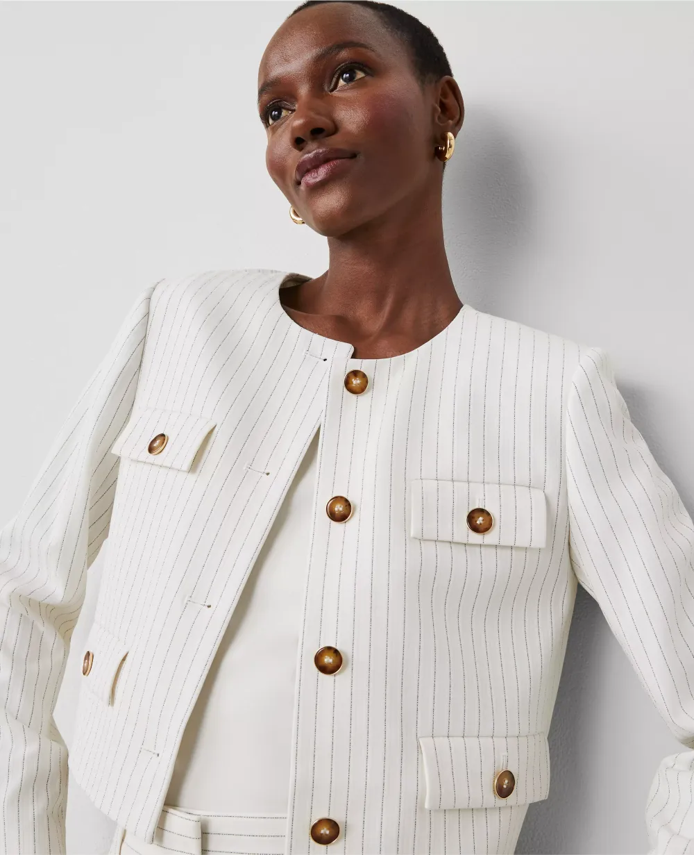 Pinstripe Crew Neck Jacket