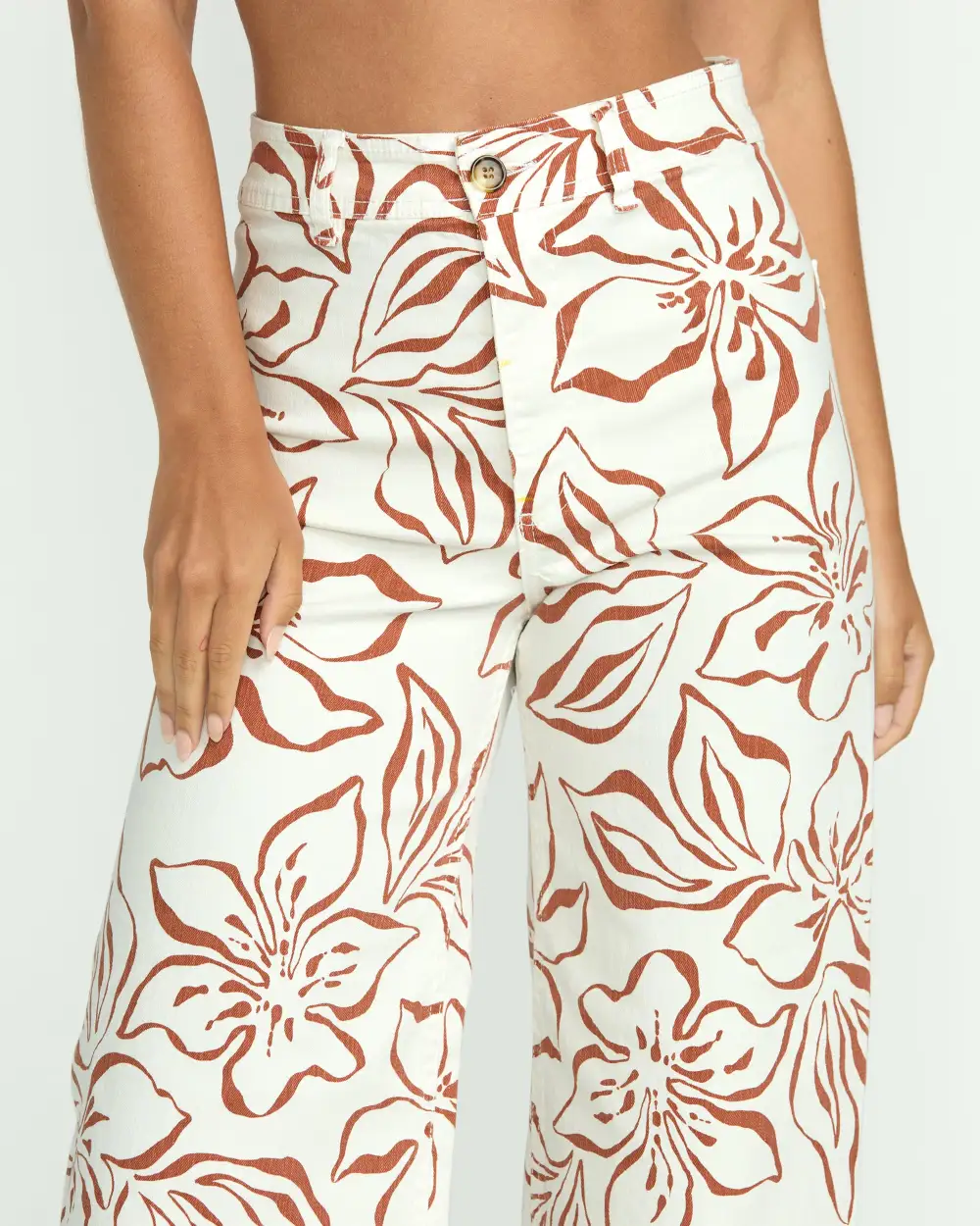 Free Fall Printed Twill Pants - Salt Crystal