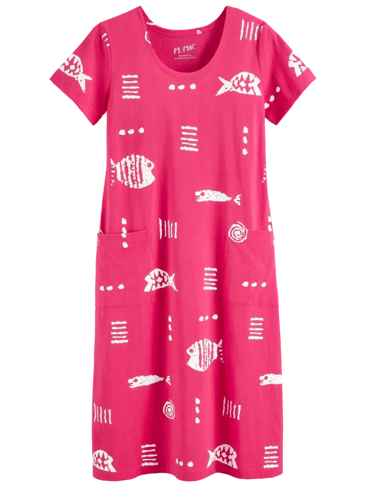 M.MAC Rock Fish Cotton Knit Mid-Length Dress With Pockets