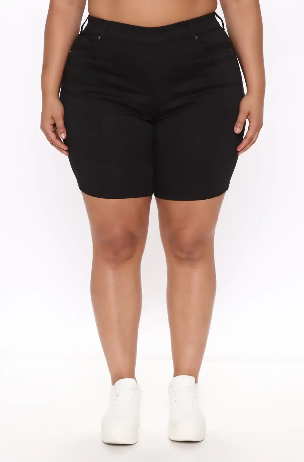 Raine Super Stretch Pull On Biker Shorts - Black