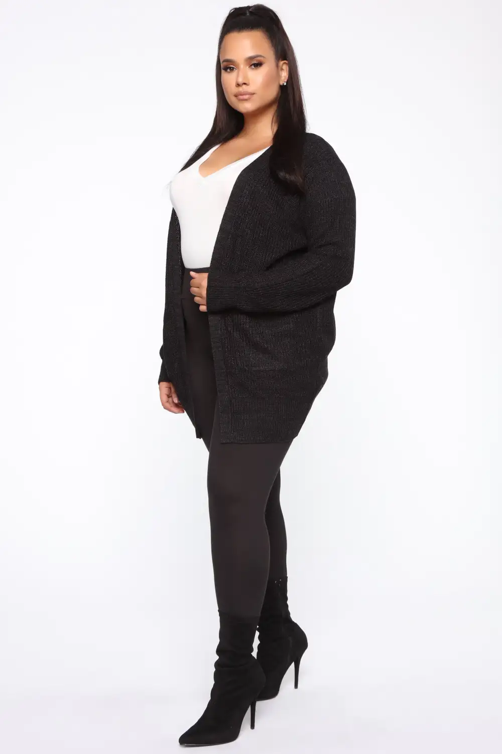 Zoe Two Pocket Cardigan - Black/Charcoal