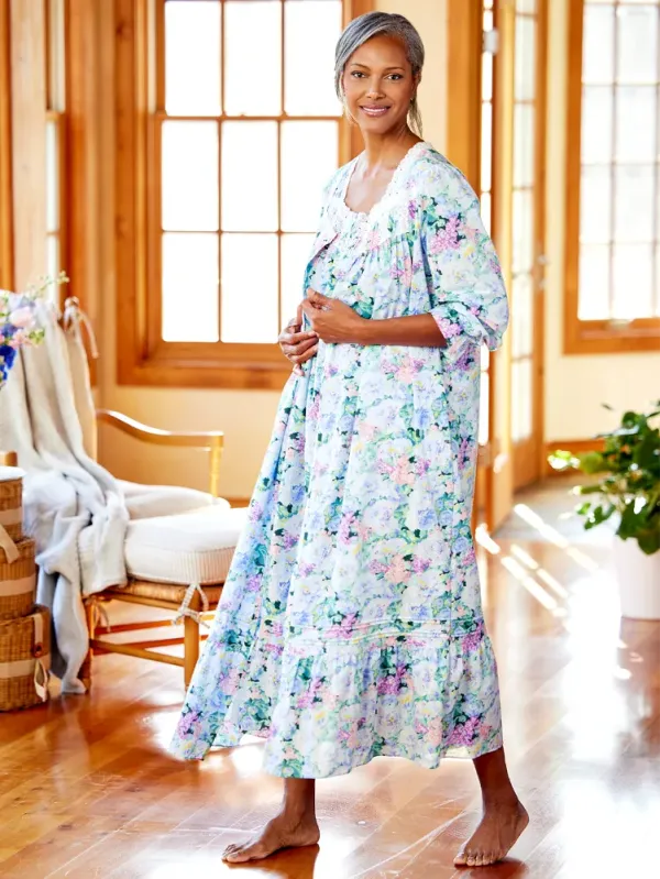 Eileen West Vintage Floral Cotton Lawn Robe