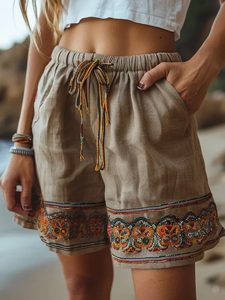 Vintage Vacation Art Painting Casual Shorts