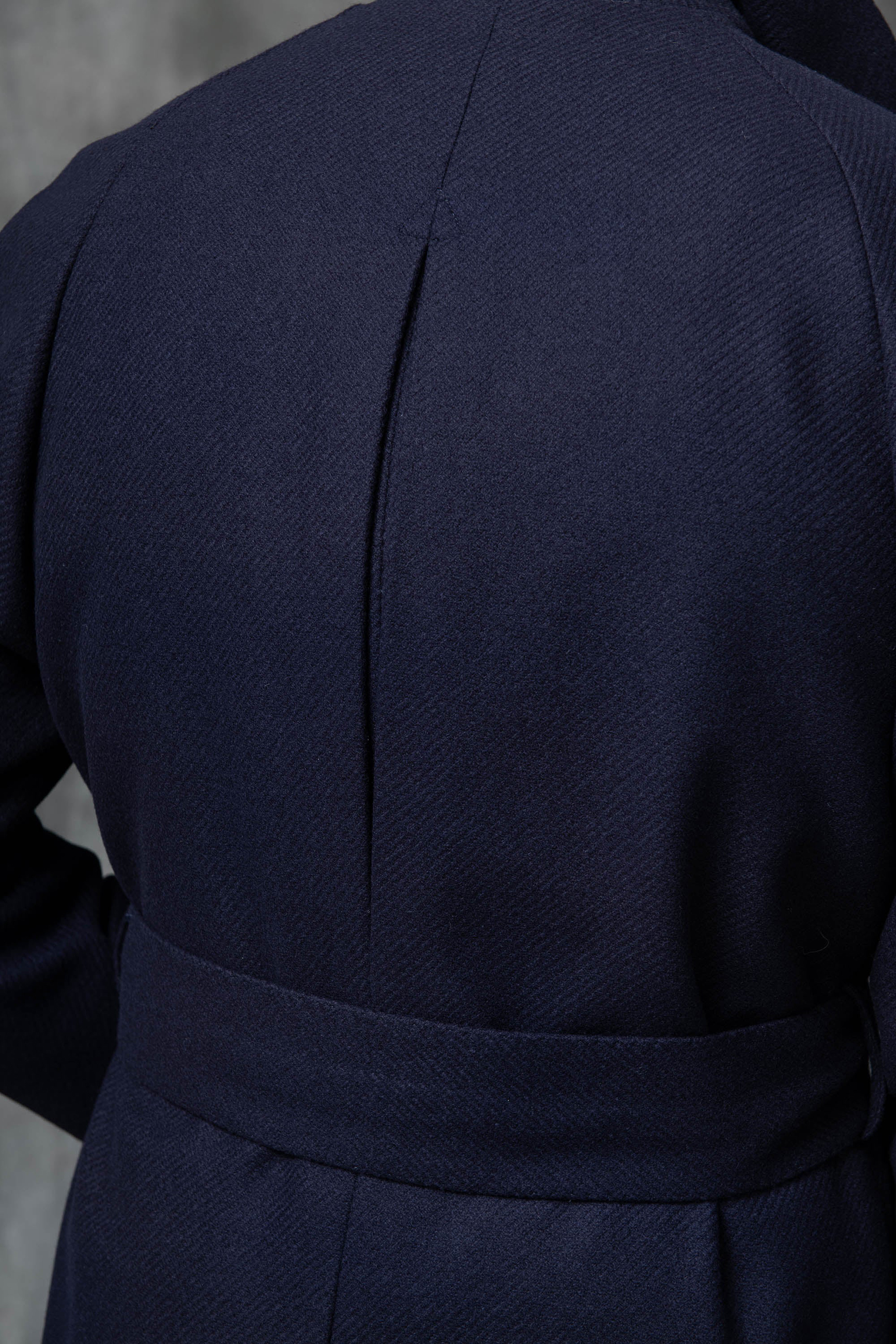 Blue Raglan Coat In  Wool