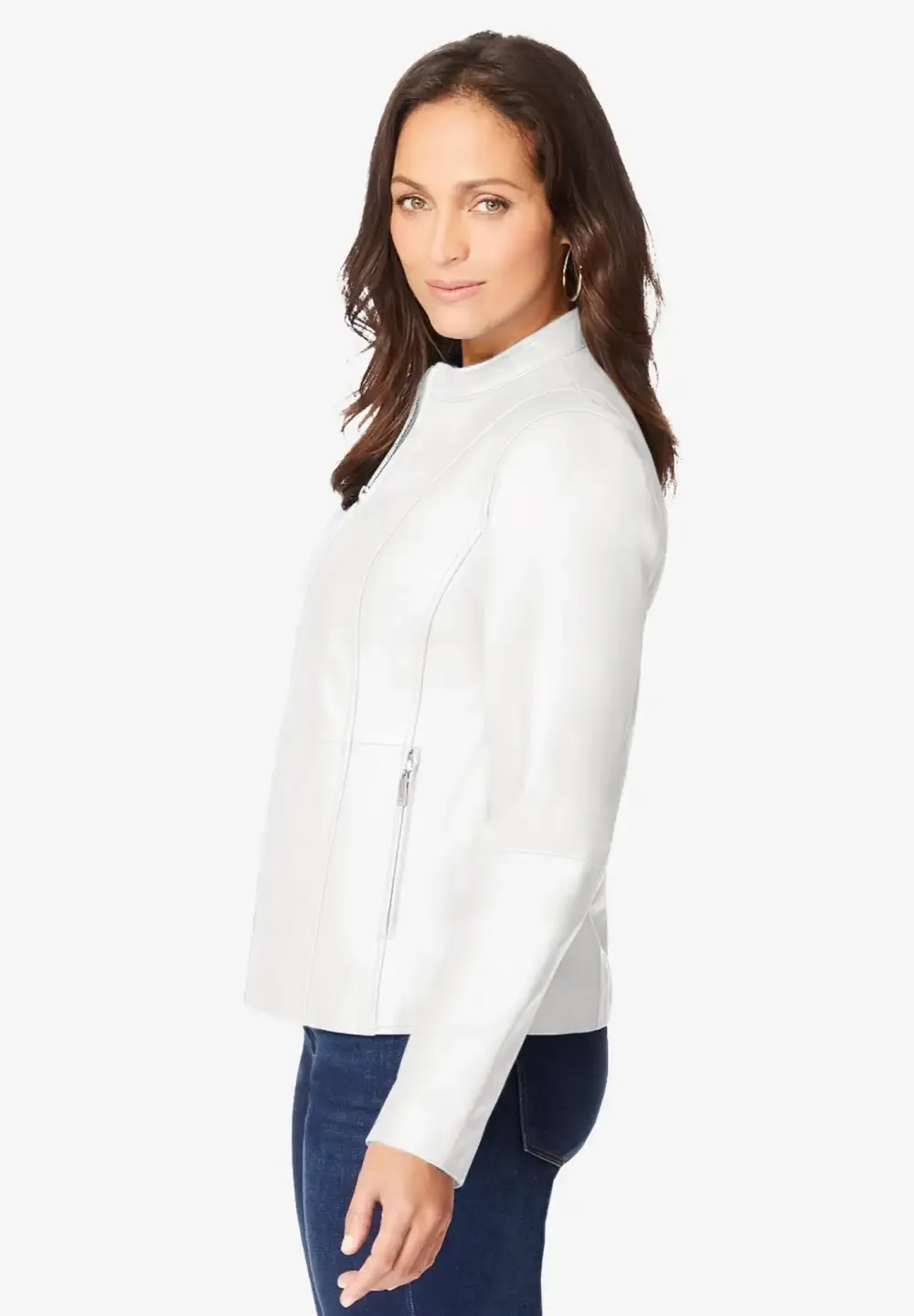 Zip Front Leather Jacket