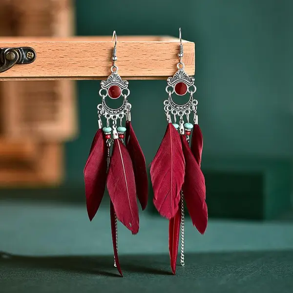 Retro fringe colorful leather earrings