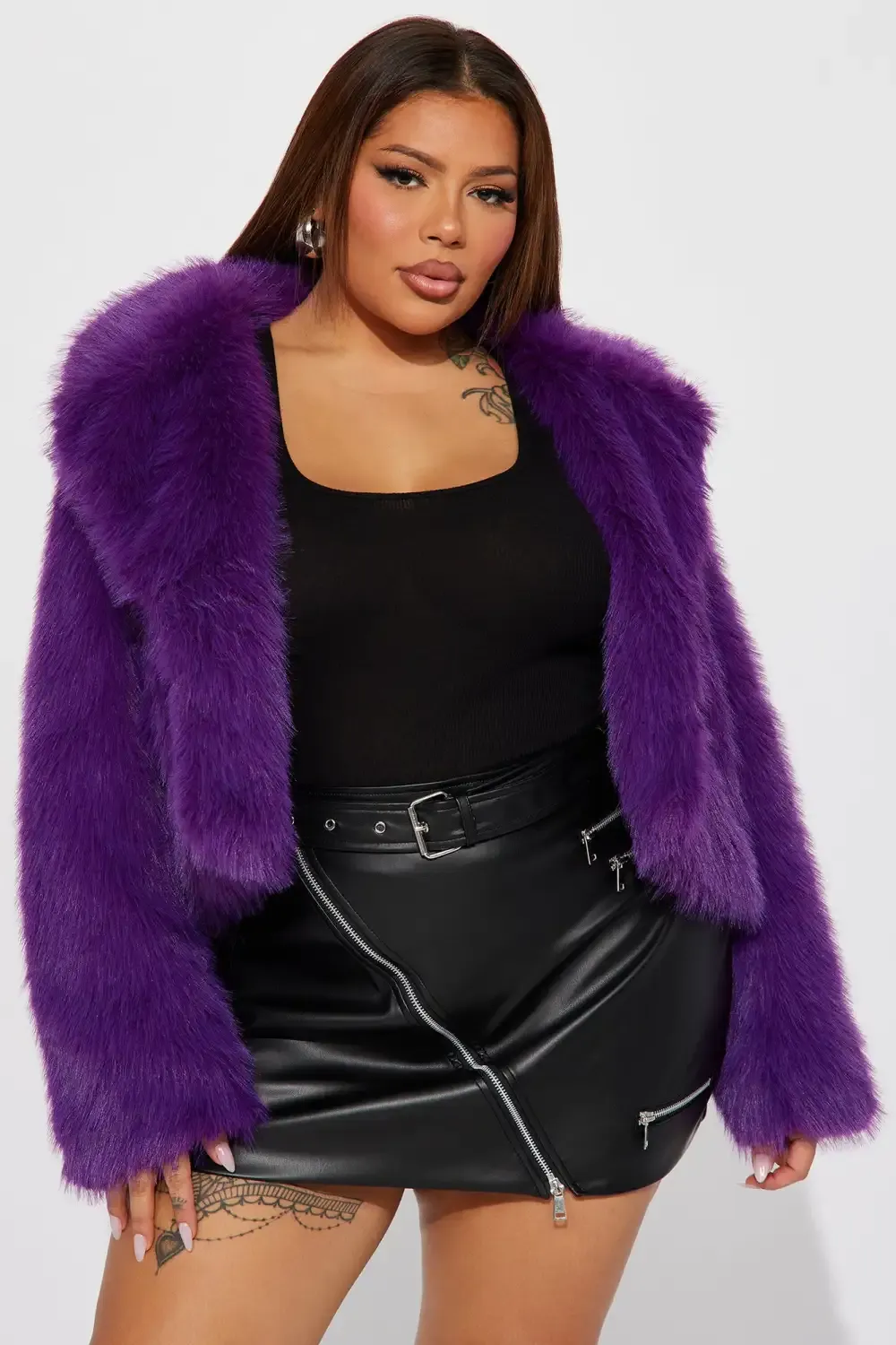 Foxy Mama Faux Fur Jacket - Purple