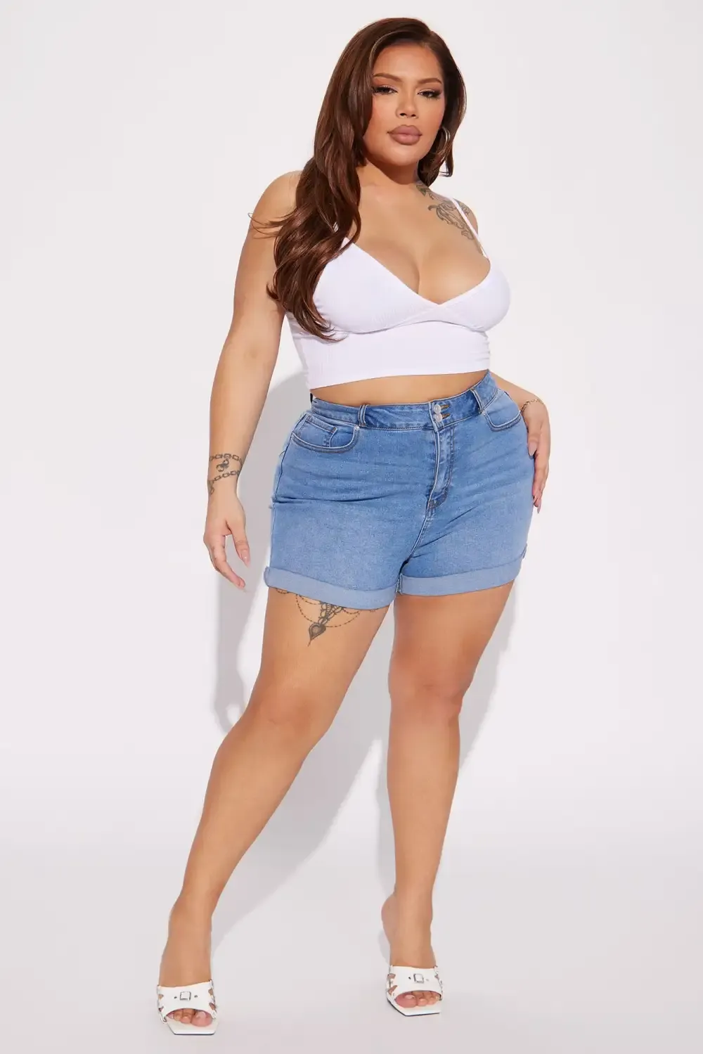 So Much Booty Stretch Denim Shorts - Medium Blue Wash