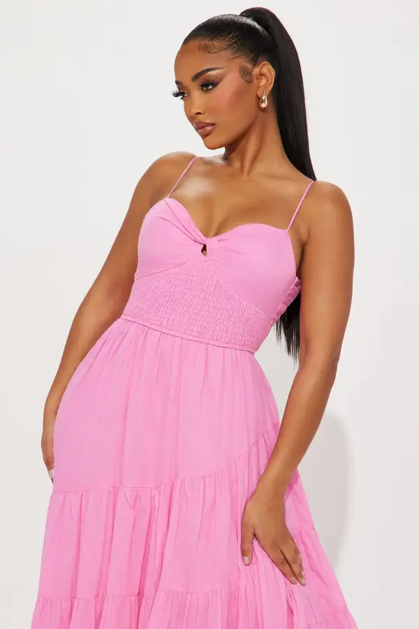 Everly Tiered Maxi Dress - Hot Pink