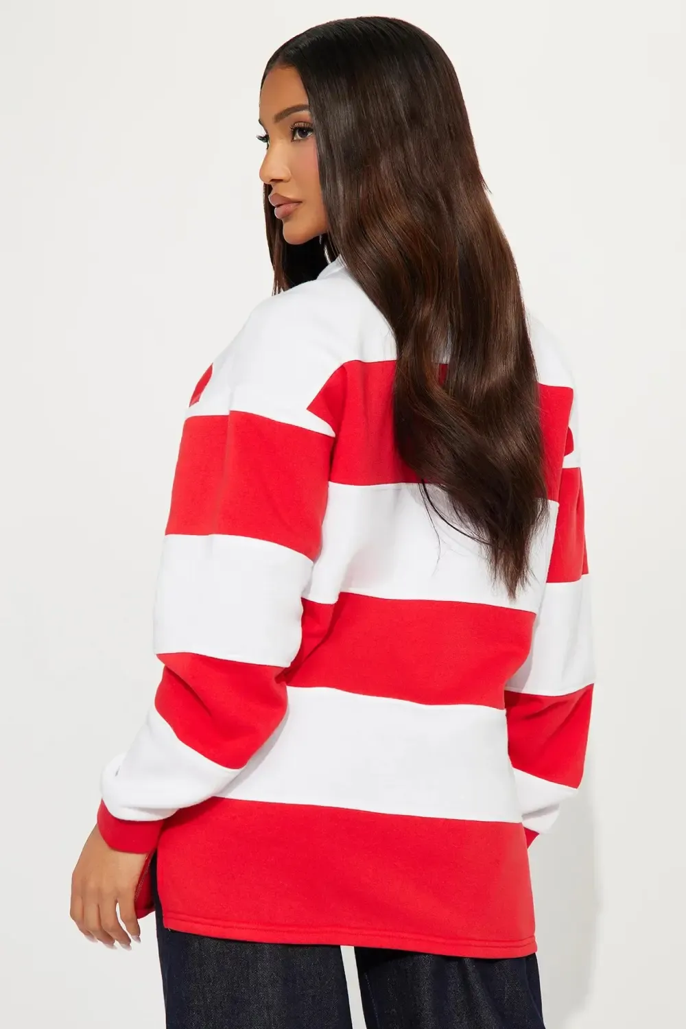 Katie Rugby Striped Polo - Red/combo