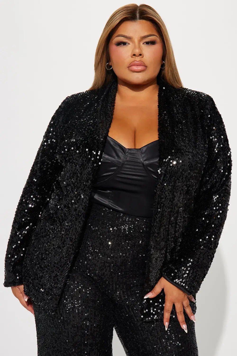 Violet Sequin Blazer - Black