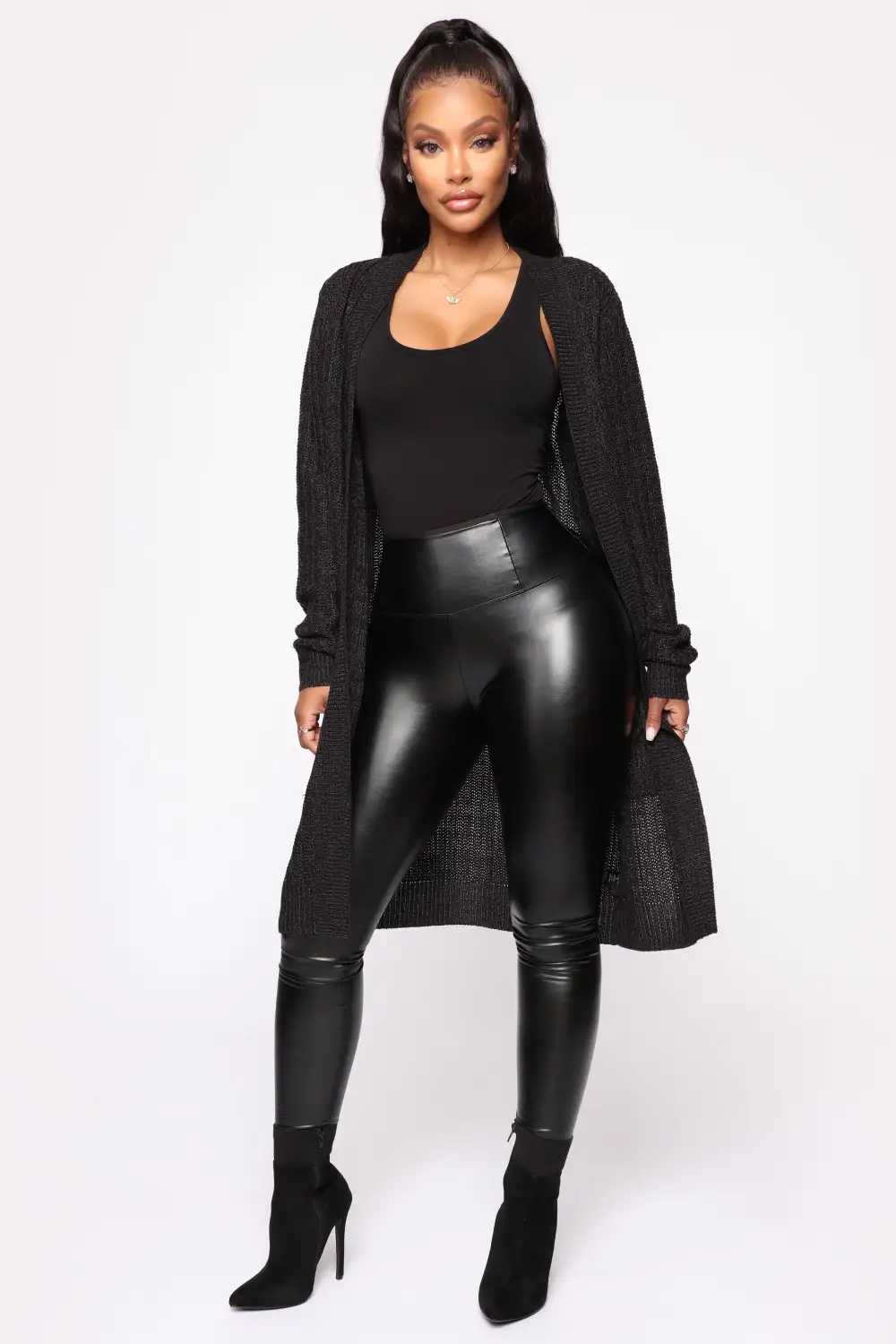 Throw It On Ribbed Cardigan - Black/Charcoal