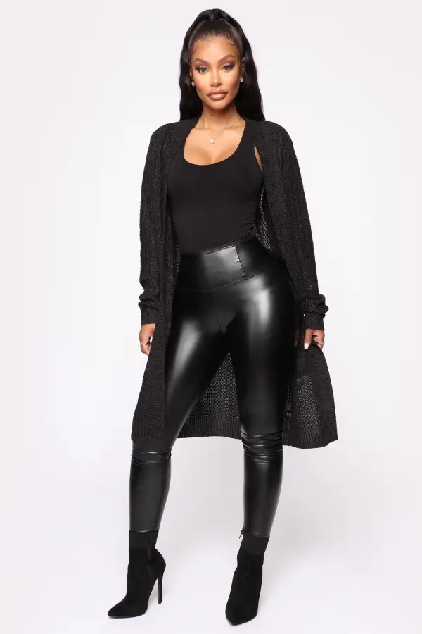 Throw It On Ribbed Cardigan - Black/Charcoal
