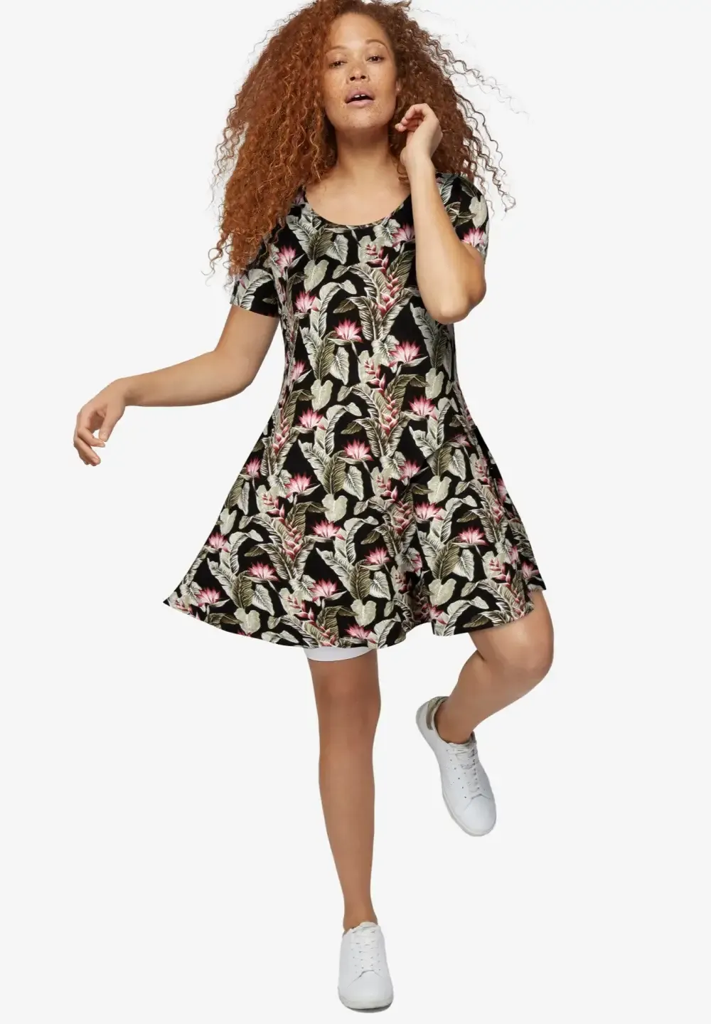 Short Sleeve A-Line Knit Dress