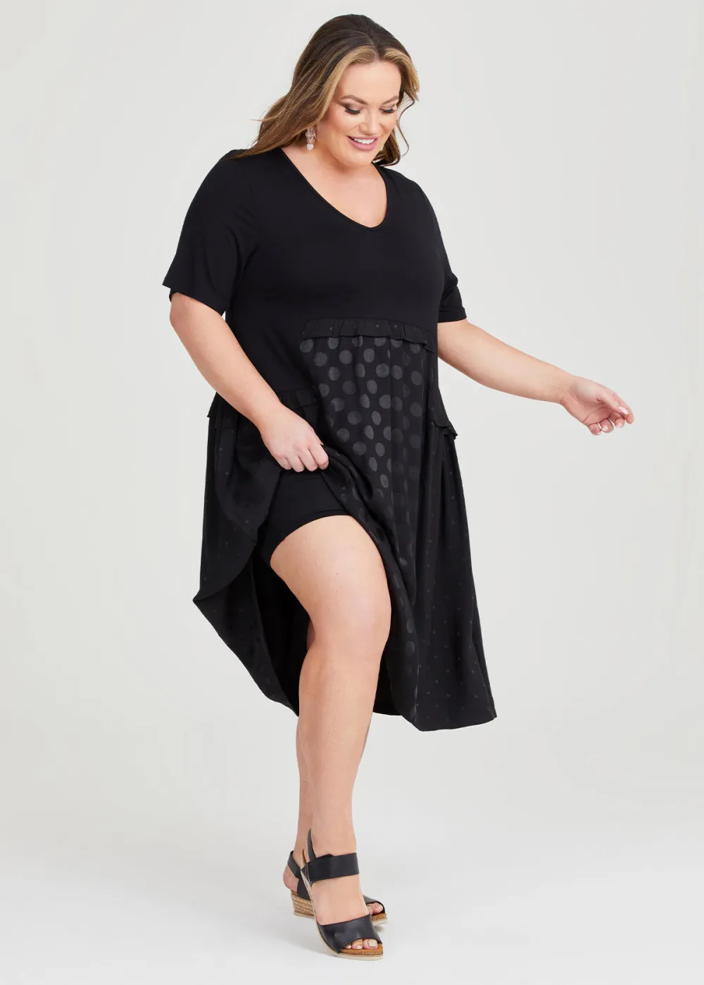 Satin Spot & Bamboo Dress