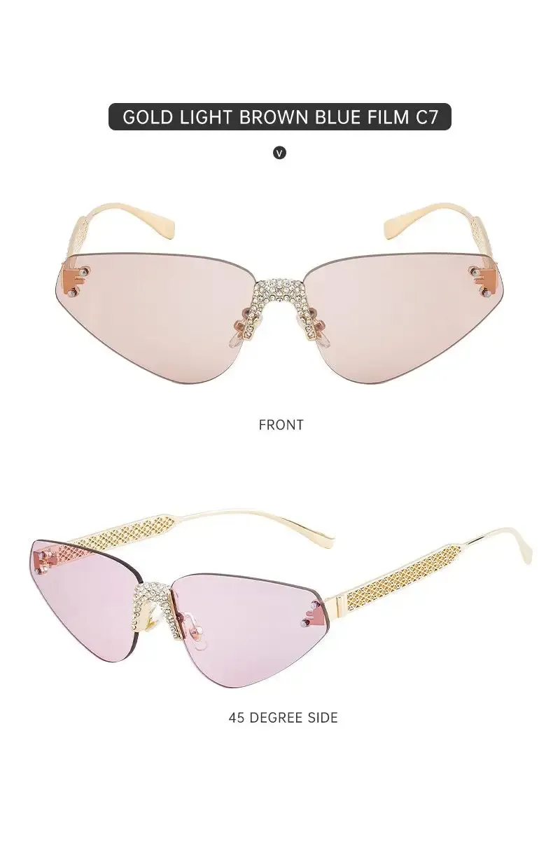 Women's Fashionable Frameless Sunglasses with Diamonds