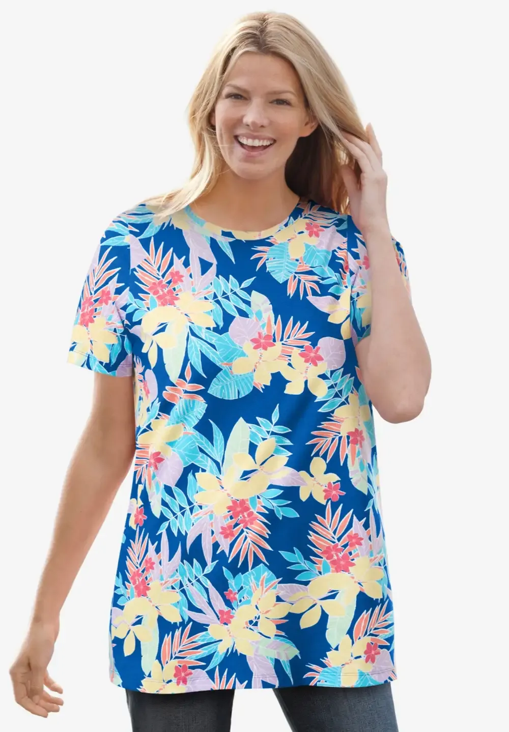 Perfect Printed Short-Sleeve Crewneck Tee