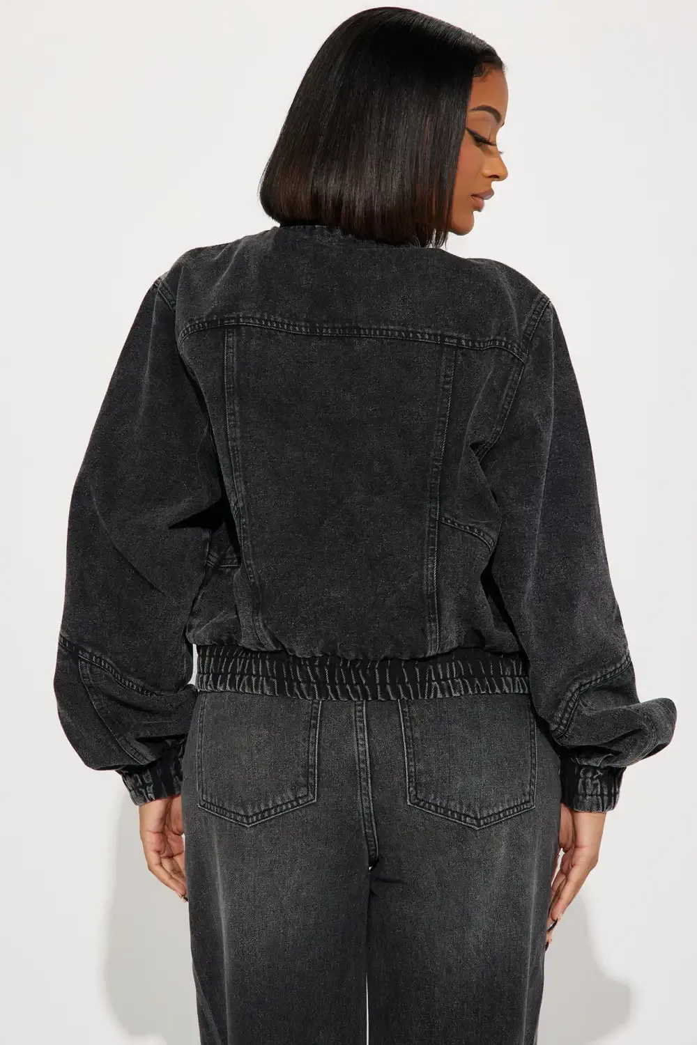 Writing On The Wall Denim Moto Jacket - Acid Wash Black
