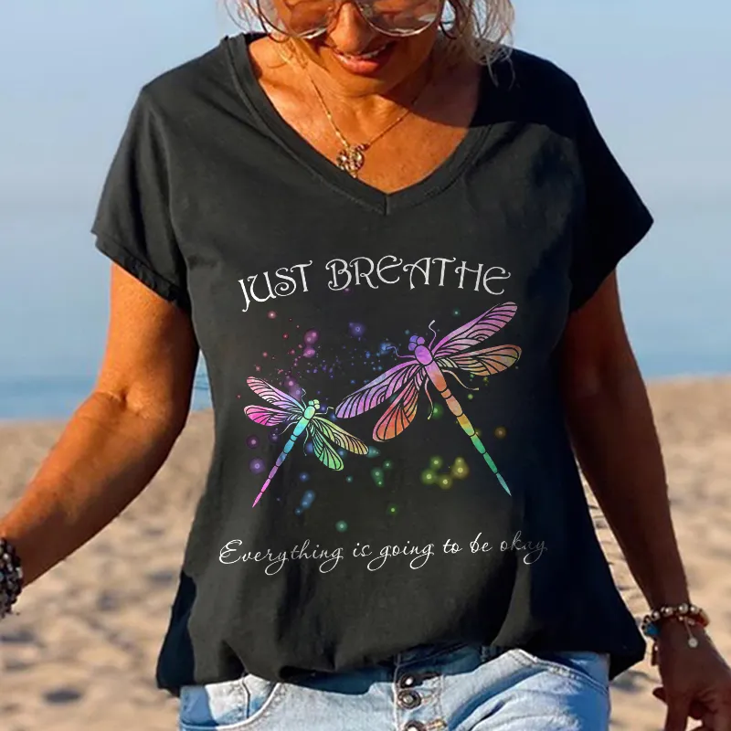Just Breathe Everything Is Going To Be Okay Graphic Tees