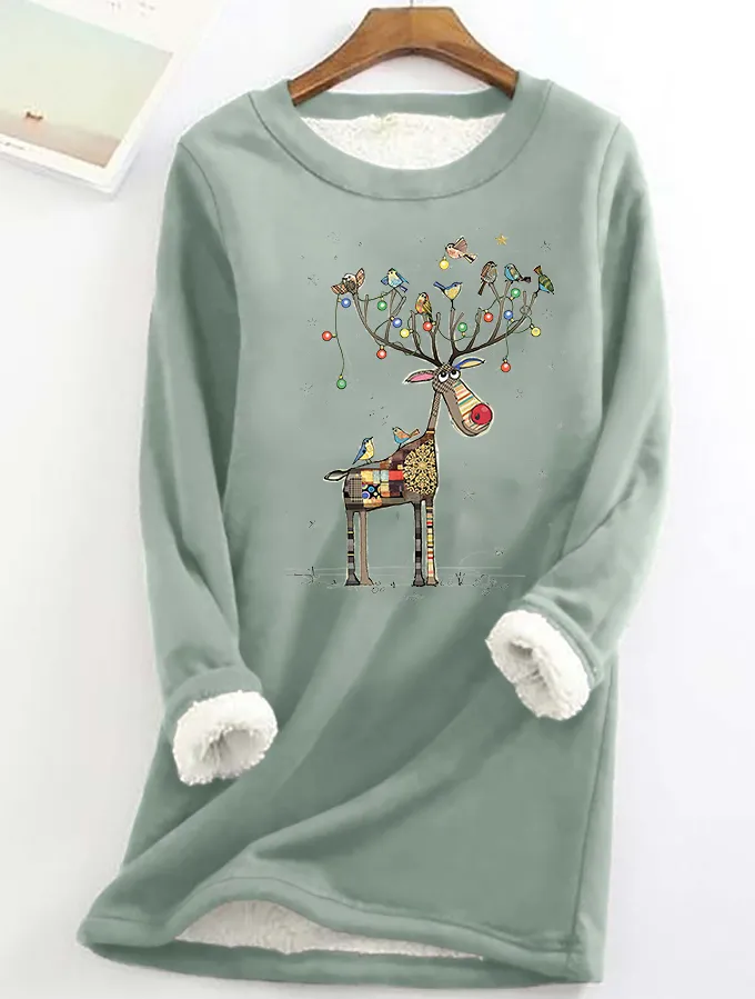 Christmas Element Elk Printed Women's Thermal