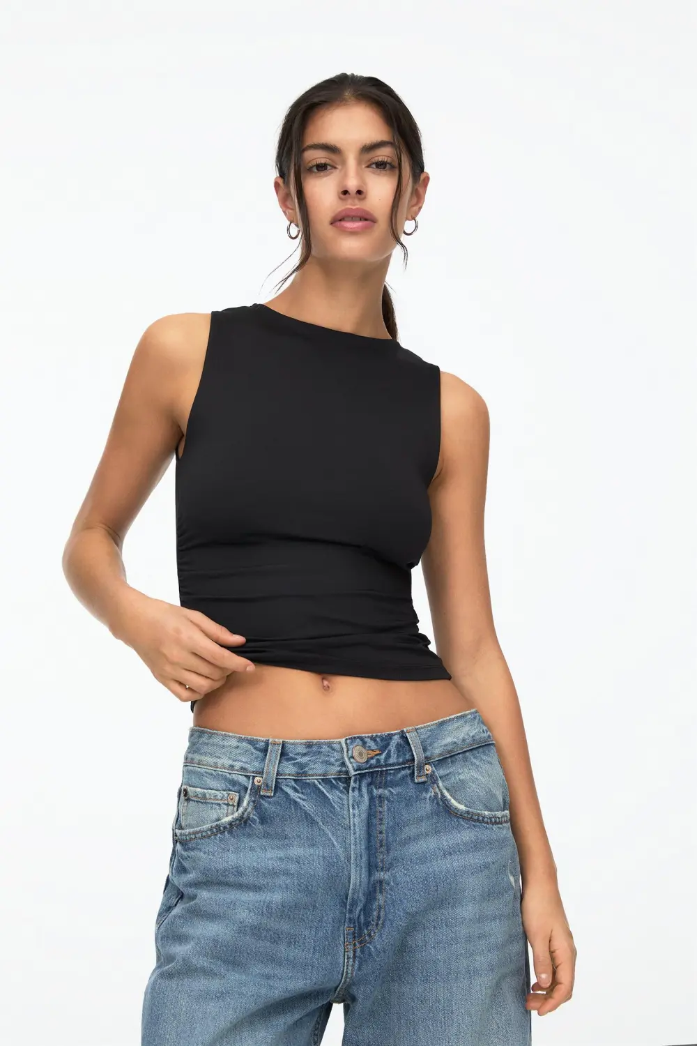 Gathered polyamide top