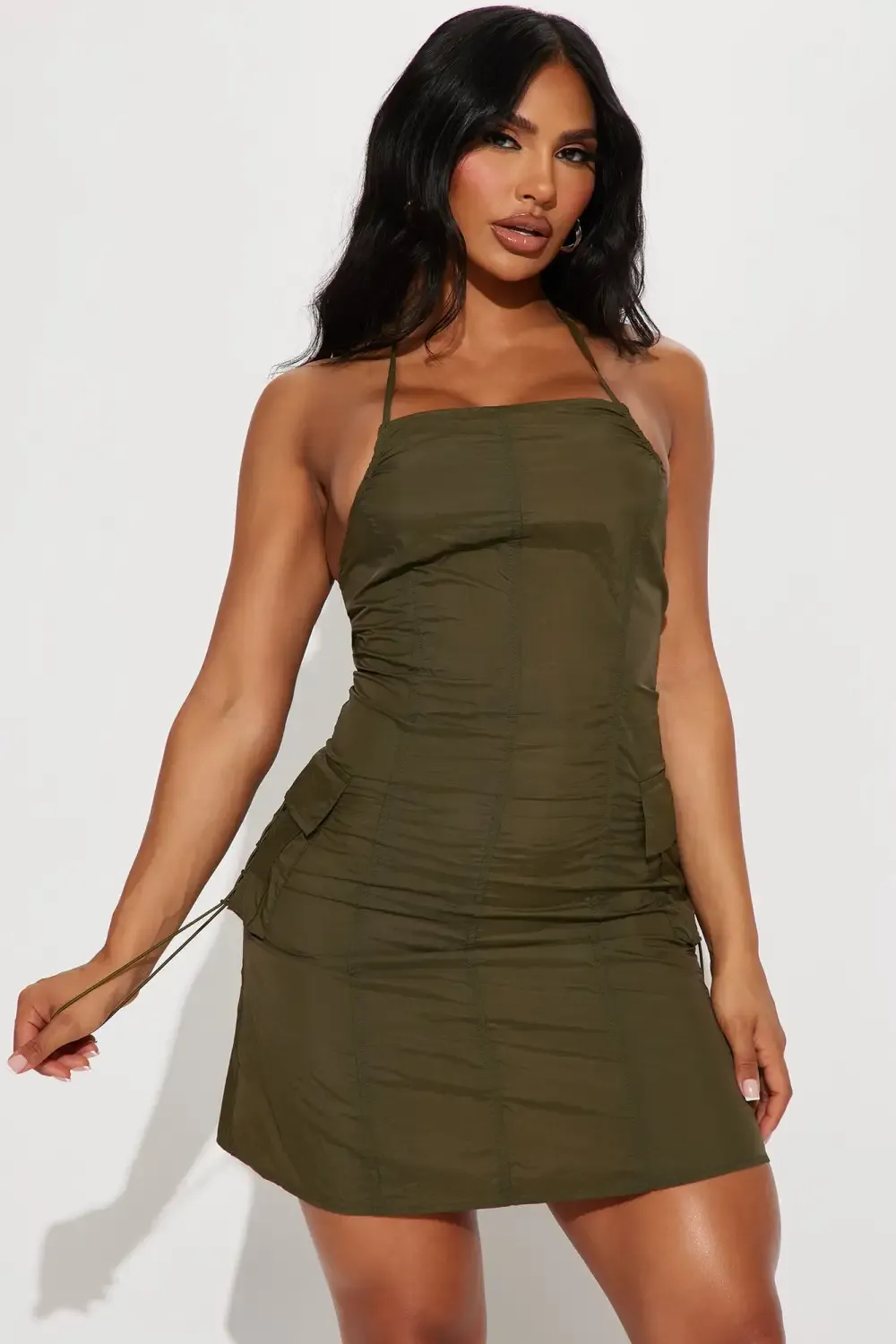 Precious Cargo Parachute Mini Dress - Olive
