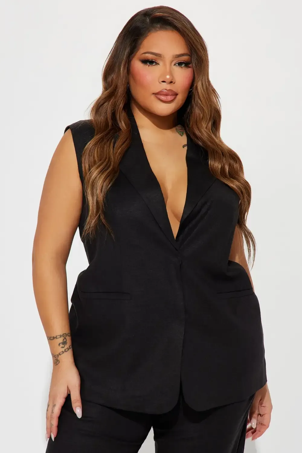 Only Necessary Vest Pant Set - Black
