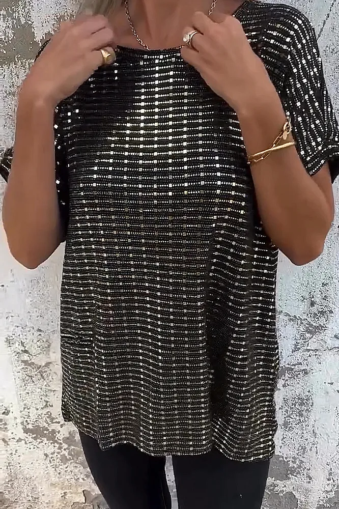 Women's hot stamping loose casual T-shirt