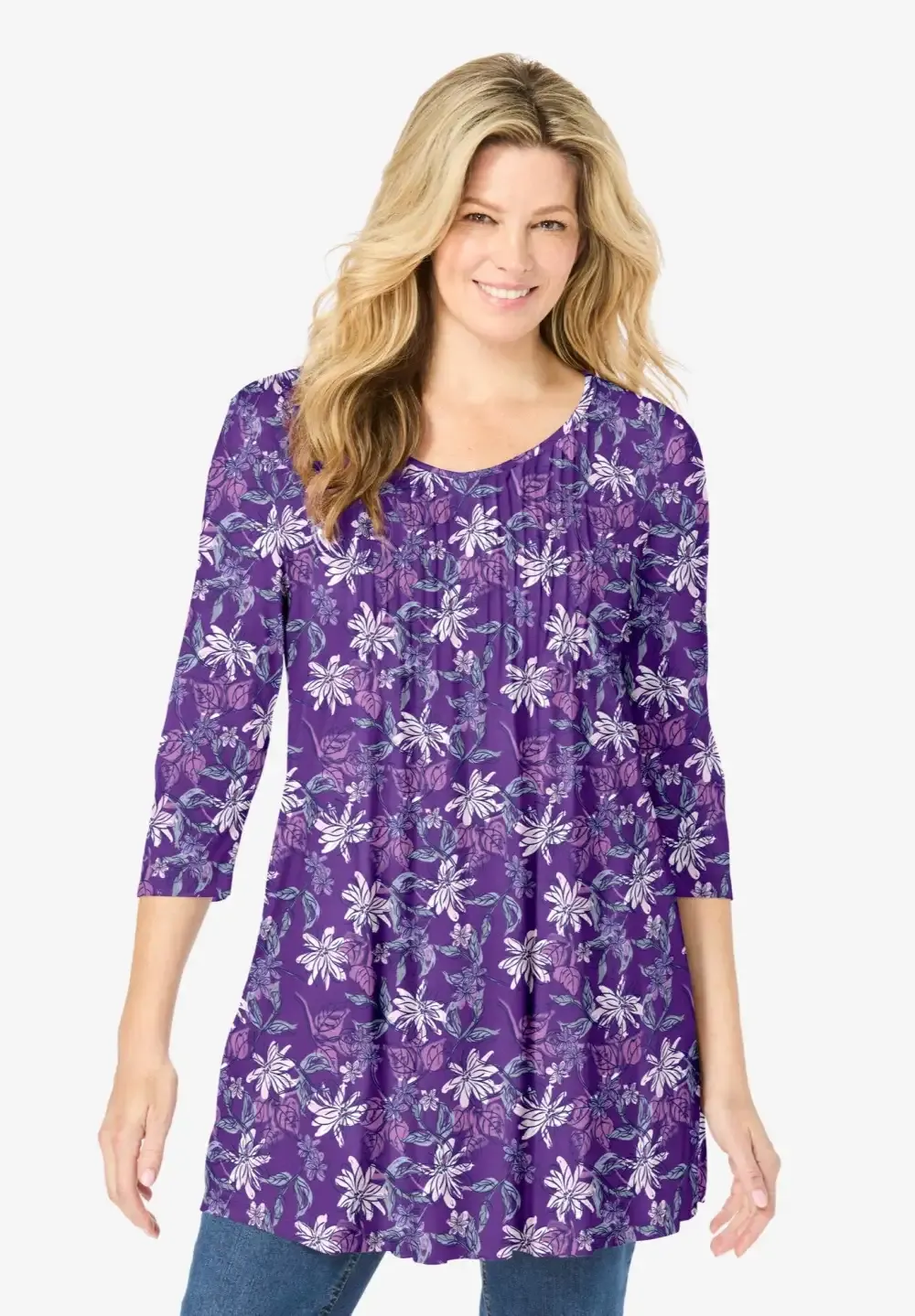 V-Neck Pintucked Tunic