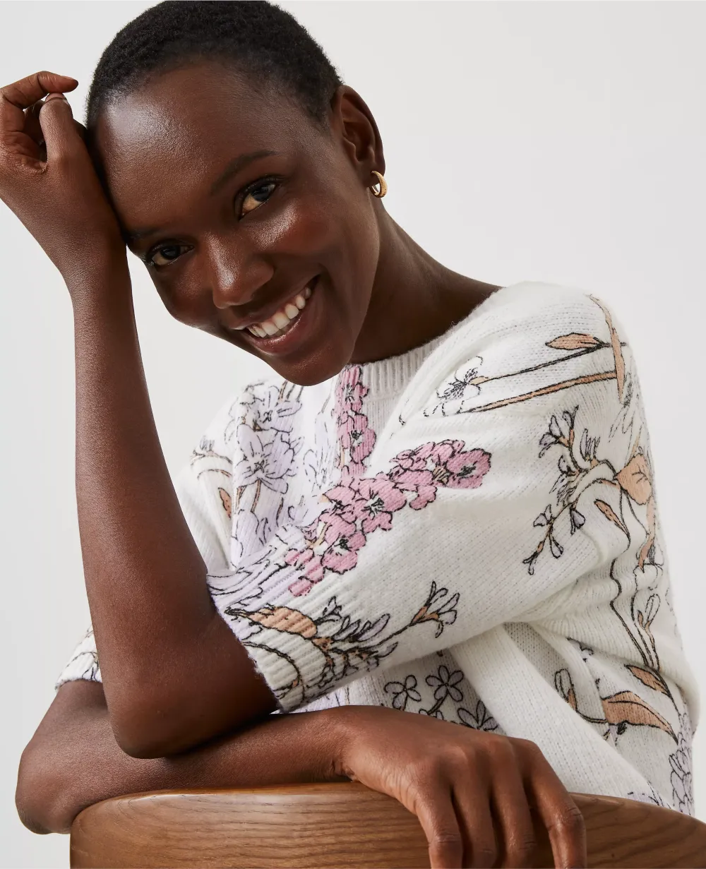 Floral Elbow Sleeve Sweater Tee