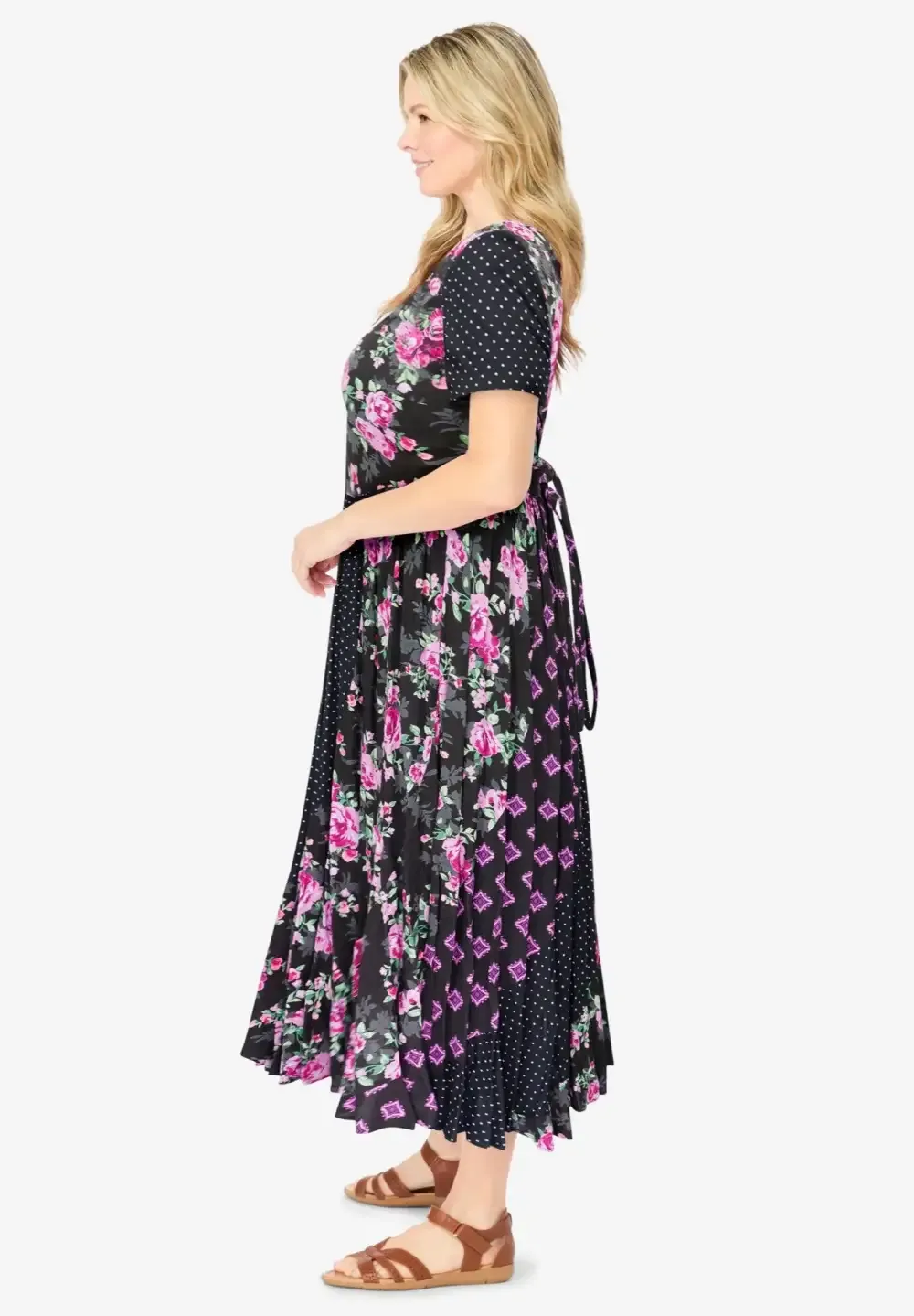 Mixed Print Maxi Dress