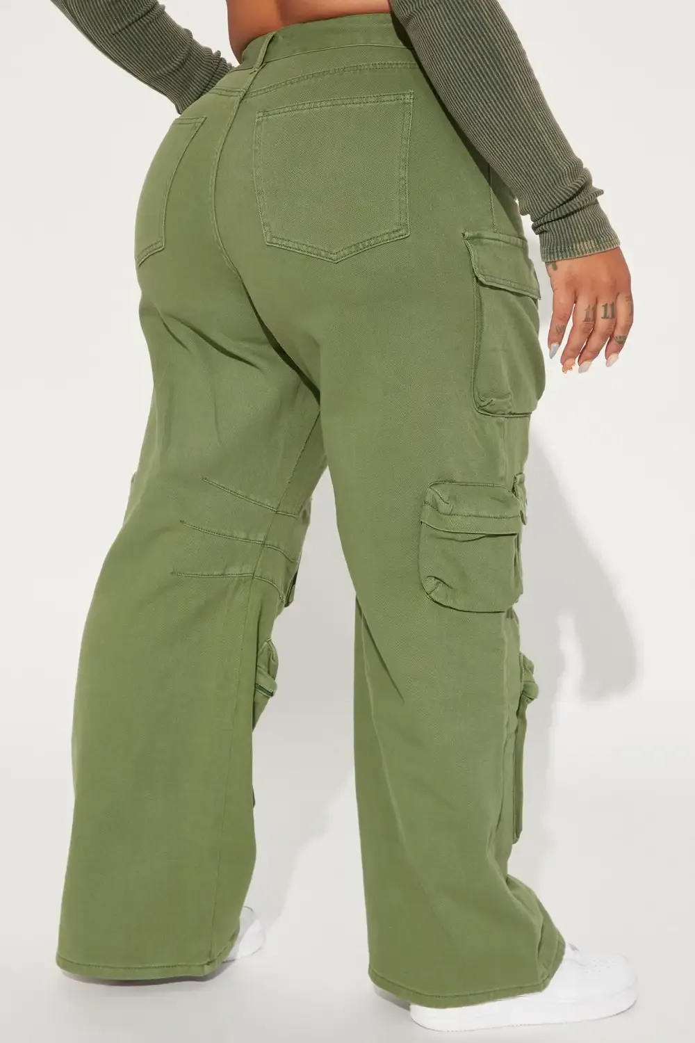 Melrose High Rise Cargo Jean - Olive