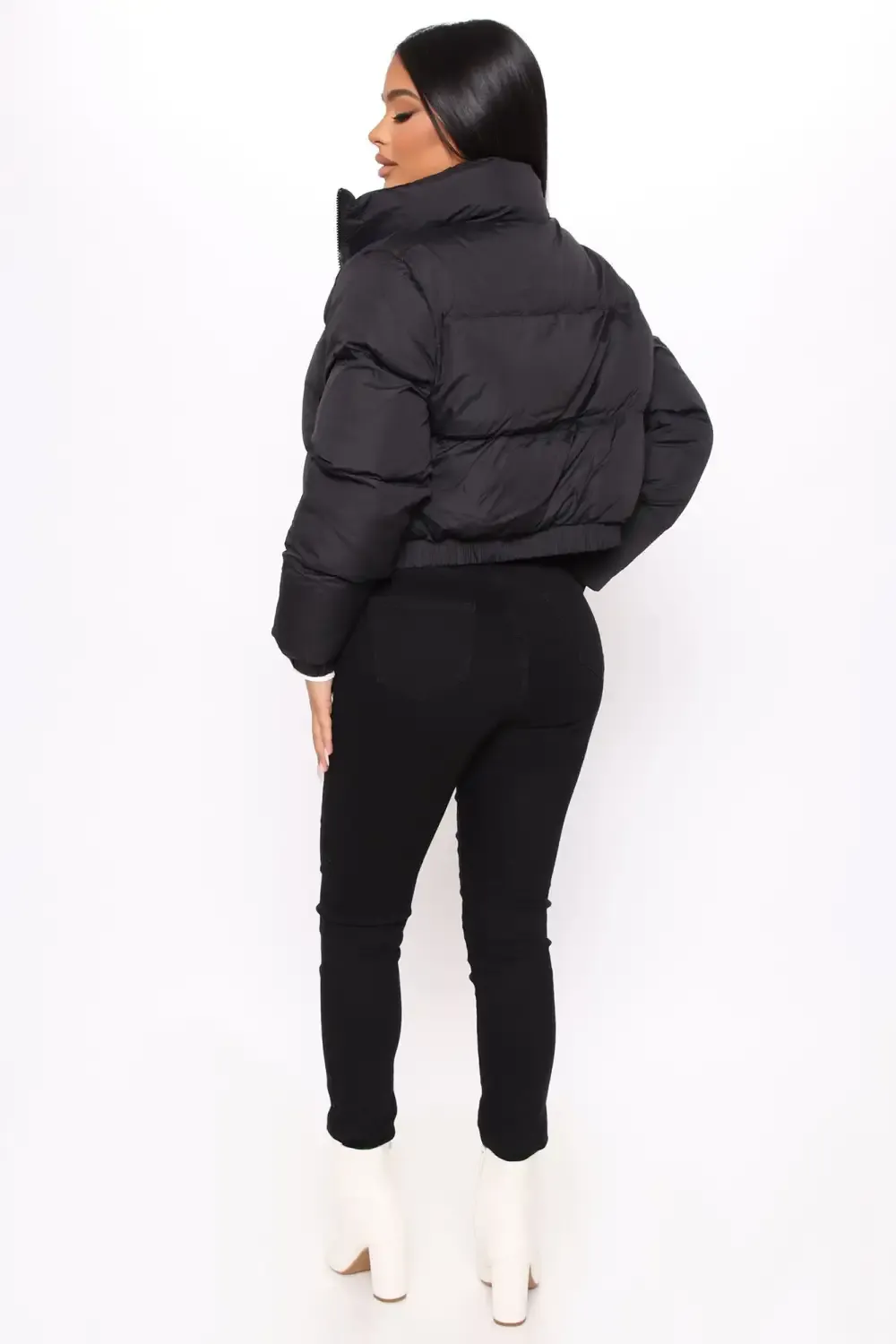 New Cropped Puffer Jacket - Black