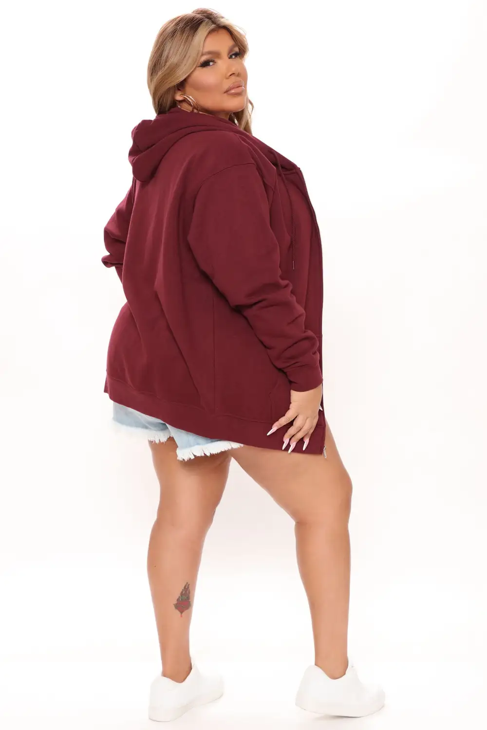 Stole Your Boyfriend's Oversized Zip Up Hoodie - Burgundy