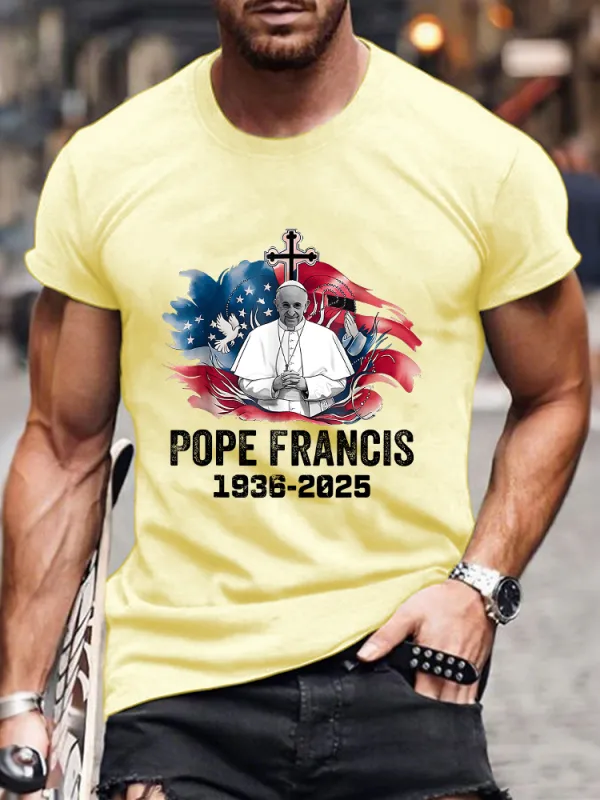 Men's Rest In Peace 1936-2025 Print Short Sleeve Round Neck Cotton T-Shirt