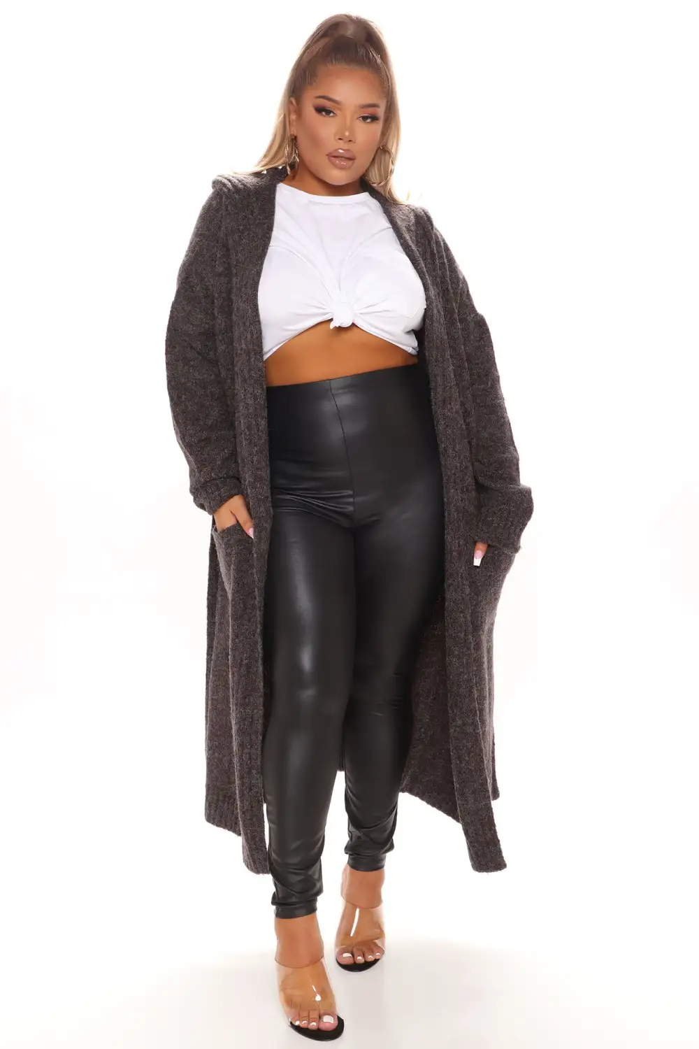 Foggy Morning Hooded Cardigan - Charcoal