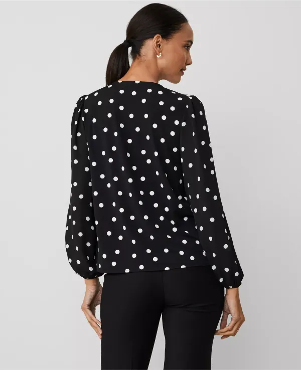 Dotted Cowl Neck Top