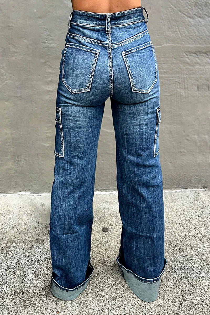 Wash Multi Pocket High Rise Straight Leg Jeans