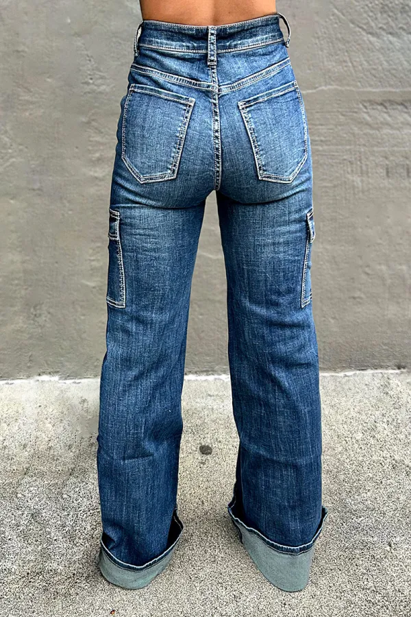 Wash Multi Pocket High Rise Straight Leg Jeans