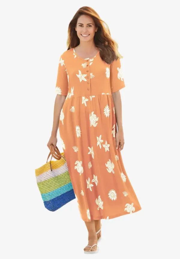 Stamped Empire Waist Dress