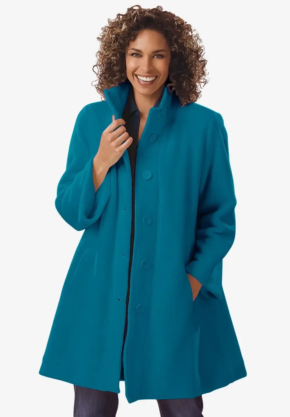 Fleece Swing Funnel-Neck Coat