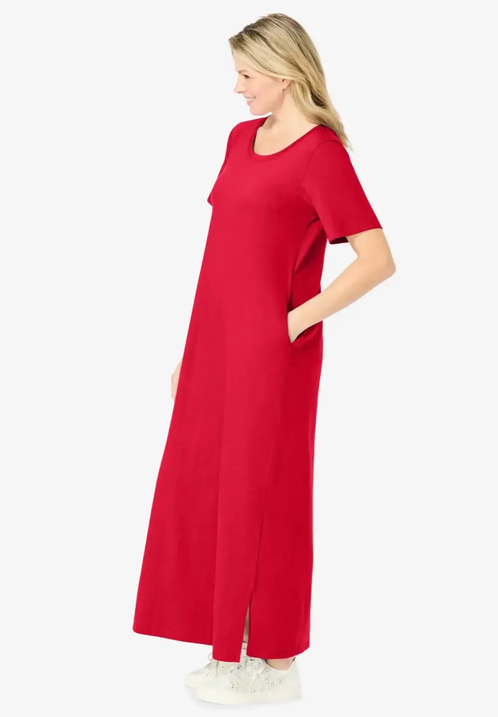 Perfect Short-Sleeve Scoopneck Maxi Tee Dress