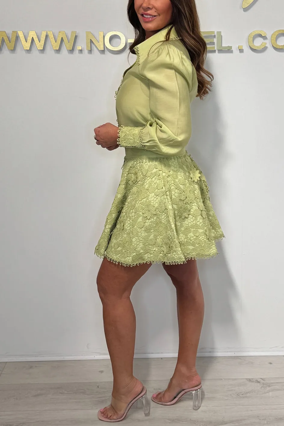 Women'S Elegant Lace Shirt And Skirt Two-Piece Set