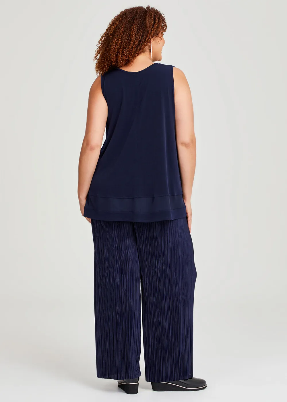Sheer Mesh Hem Sleeveless Top