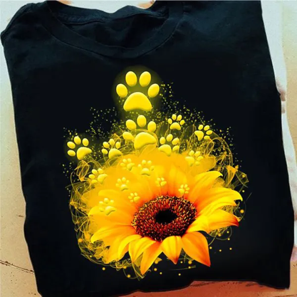 Dog Shirt Dog Paws Sunflower Women's T-shirt