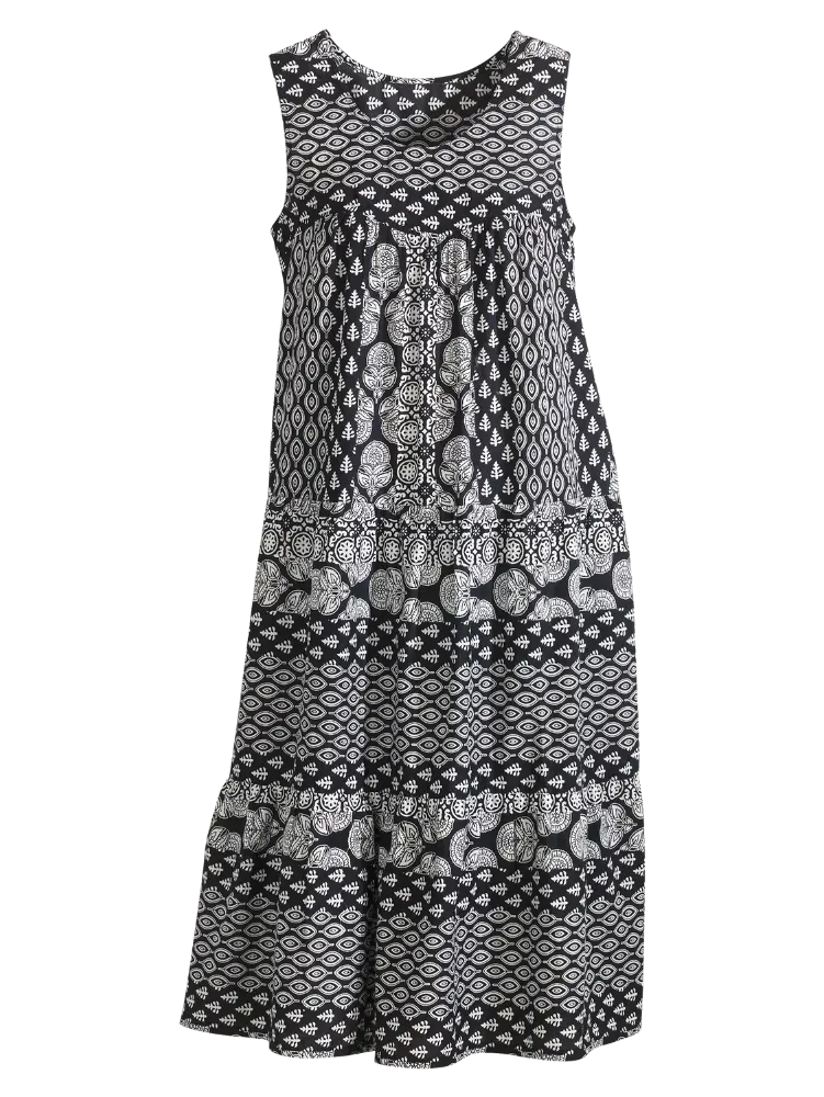Sleeveless Cotton Tiered Lounge Dress