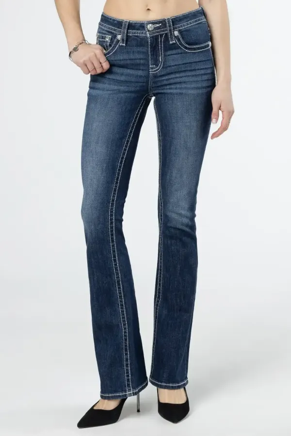 Floral Scene Bootcut Jeans