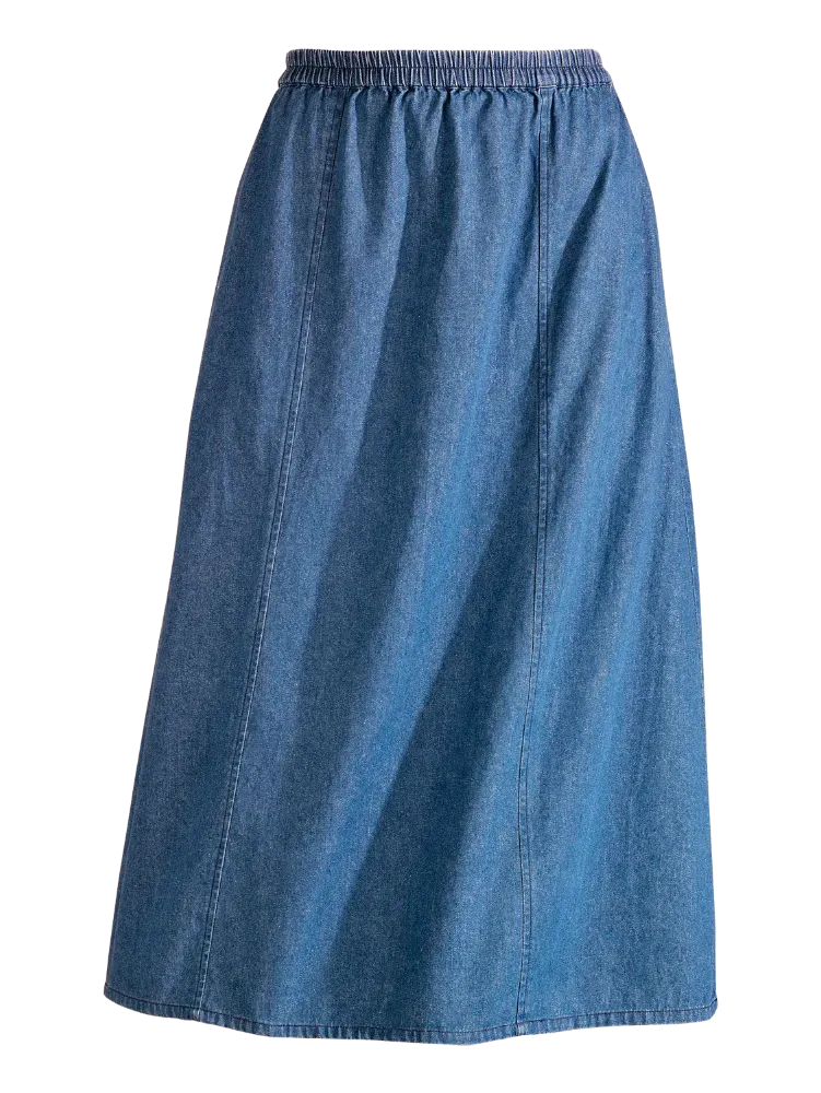 Classic Six-Gore Cotton Denim Skirt