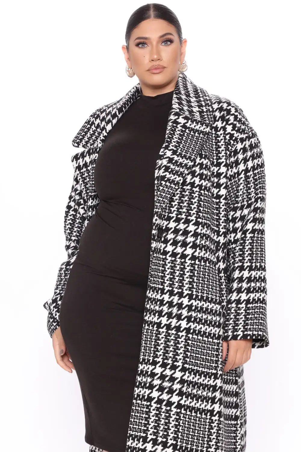Deeper Love Houndstooth Coat - Black/White