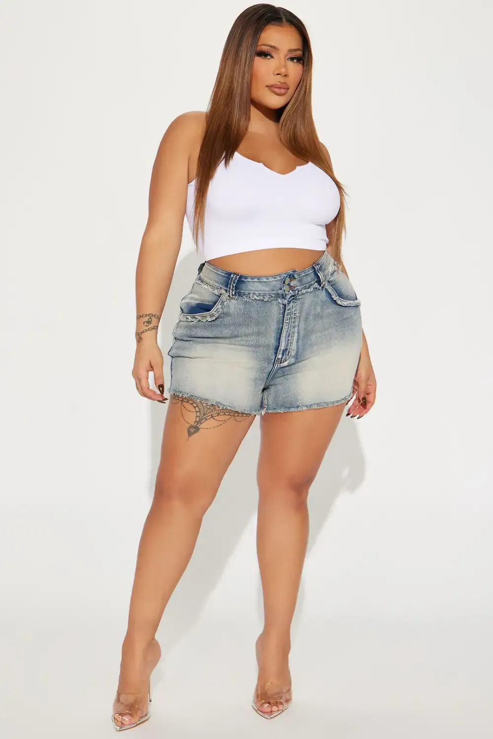 Treat You Right Stretch Denim Shorts - Vintage Wash